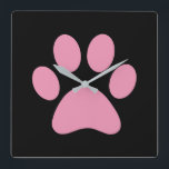 Horloge Carrée Paw Print<br><div class="desc">Fun Paw Print design for animal lovers!</div>