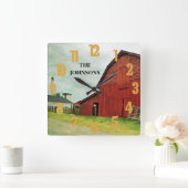 Horloge Carrée Pays de rustic (Maison)