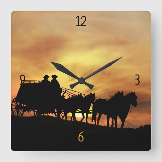 Horloge Carrée Pays Western Stagecoach (Recto)