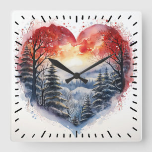 Horloge Carrée Paysage aquarelle