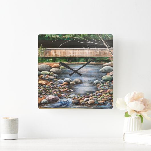 Horloge Carrée Paysage Brook Art (Maison)