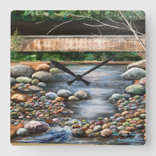 Horloge Carrée Paysage Brook Art