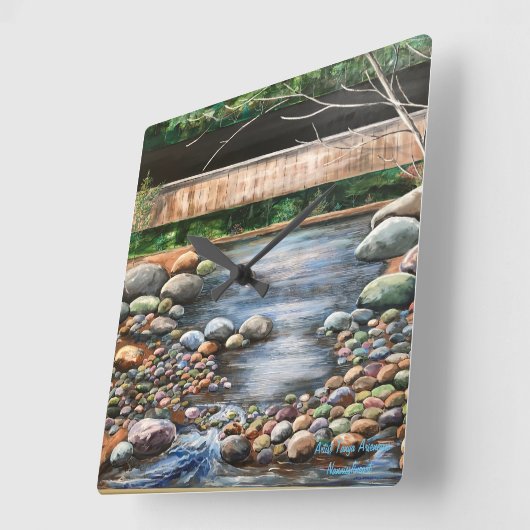 Horloge Carrée Paysage Brook Art (Angle)