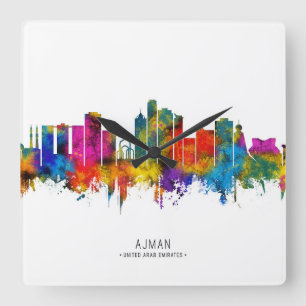 Horloge Carrée Paysage d'Ajman aux Émirats arabes unis
