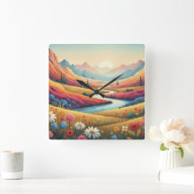 Paysage de montagne moderne au coucher du soleil v