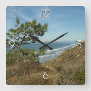 Horloge Carrée Paysage de Torrey Pine et de la côte californienne