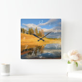 Horloge Carrée Paysage de Yellowstone (Maison)