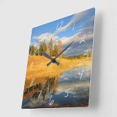 Horloge Carrée Paysage de Yellowstone (Angle)