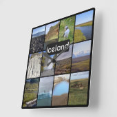 Horloge Carrée Paysage d'été islandais (Angle)