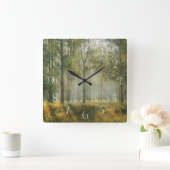 Horloge Carrée Paysage forestier (Maison)