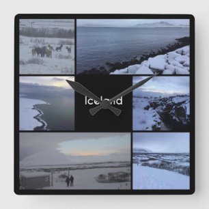 Horloge Carrée Paysage hivernal d'Islande