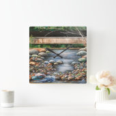 Horloge Carrée Paysage Le Brook art artisanal original (Maison)