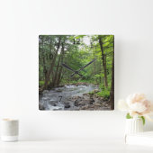 Horloge Carrée Paysage Photo 1 Forest River Woods Green (Maison)