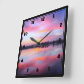 Horloge Carrée Paysage rose pittoresque (Angle)