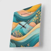 Horloge Carrée Paysage Super rétro Monogramme élégant (Angle)