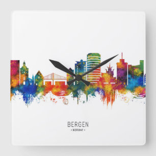 Horloge Carrée Paysage urbain de Bergen en Norvège