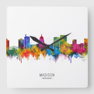 Horloge Carrée Paysage urbain de Madison Wisconsin