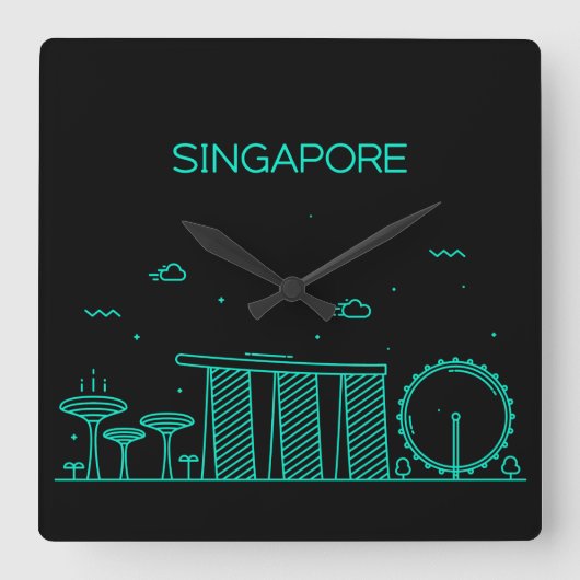 Horloge Carrée paysage urbain de Singapour (Recto)