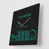 Horloge Carrée paysage urbain de Singapour (Angle)