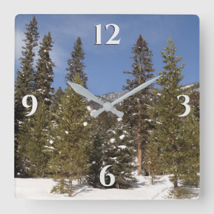 Horloge Carrée Paysages de montagnes du Montana en hiver