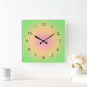Horloge Carrée Peach rose Green Gradient Ombre Aura (Maison)