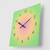 Horloge Carrée Peach rose Green Gradient Ombre Aura (Angle)