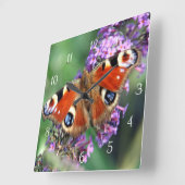 Horloge Carrée Peacock Butterfly (Angle)