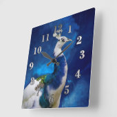 Horloge Carrée Peacock et Blue Sky (Angle)