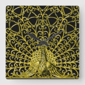 Horloge Carrée Peacock Gold Art Nouveau (Recto)