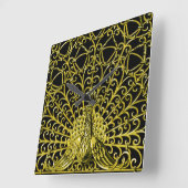 Horloge Carrée Peacock Gold Art Nouveau (Angle)