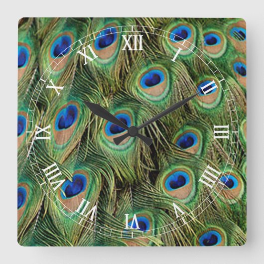 Horloge Carrée Peacock roman Numeral Clock (Recto)