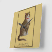 Horloge Carrée Peake, le chat tabby de Chessie (Angle)