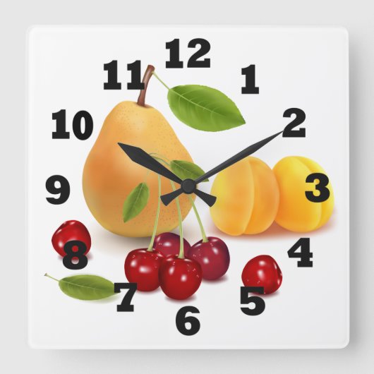 Horloge Carrée Pear Apricot and Cherries (Recto)