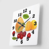 Horloge Carrée Pear Apricot and Cherries (Angle)