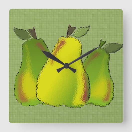 Horloge Carrée Pear (verre/tile) Wall Clock (Recto)