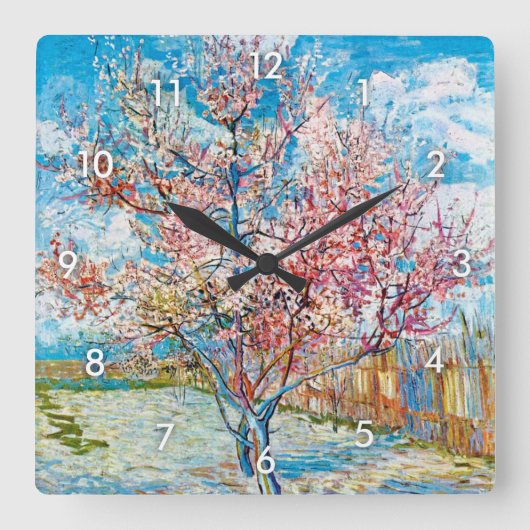 Horloge Carrée Pêche à fleurs, Van Gogh (Recto)