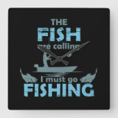 Horloge Carrée Pêche amusante (Recto)