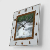 Horloge Carrée Pêche Brown (Angle)