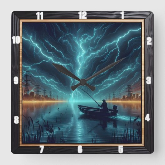 Horloge Carrée Pêche électrique (Recto)