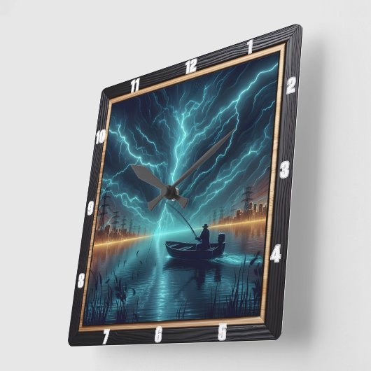 Horloge Carrée Pêche électrique (Angle)
