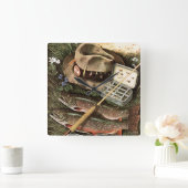 Horloge Carrée Pêche et vie (Maison)