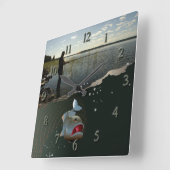 Horloge Carrée  Pêche joyeuse  (Angle)