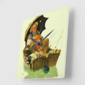 Horloge Carrée Pêche terminée (Angle)