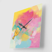 Horloge Carrée peint avec une brosse (Angle)