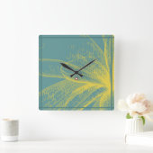 Horloge Carrée Peinture à fleurs dorées moderne 1 Acrylique Impre (Maison)