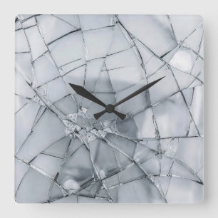 Horloge Carrée Peinture à l'huile de surface en verre brisé (styl