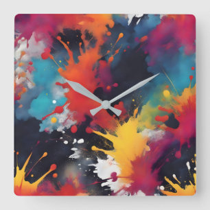 Horloge Carrée peinture Abstraite