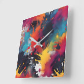 Horloge Carrée peinture Abstraite (Angle)