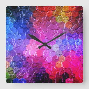 Horloge Carrée Peinture Abstraite Coloré dynamique