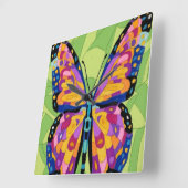 Horloge Carrée Peinture abstraite de papillon (Angle)